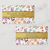 Gold Metallic Band | Muster für Blume und Blätter Visitenkarte (Vorne/Hinten)