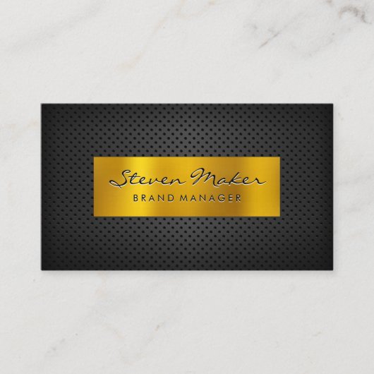 Gold Metallic Banner | Dunkles Metall Perforierter Visitenkarte (Vorderseite)