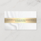 Gold Metallic Bar | Weiße Seidendraperie Visitenkarte (Rückseite)