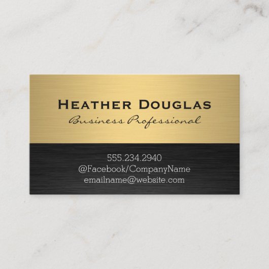 Gold Metallic Black Lux Business Card Visitenkarte (Vorderseite)