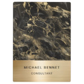 Gold Metallic Black Marble Consultant Business Klemmbrett (Rückseite)