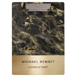 Gold Metallic Black Marble Consultant Business Klemmbrett