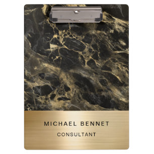 Gold Metallic Black Marble Consultant Business Klemmbrett