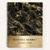 Gold Metallic Black Marble Consultant Business Notizblock (Vorderseite)