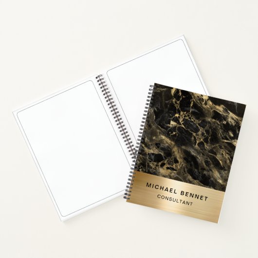 Gold Metallic Black Marble Consultant Business Notizblock (Innenseite)