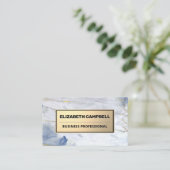 Gold Metallic | Blaue Marmortextur Visitenkarte (Stehend Vorderseite)