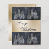 Gold Metallic Blue Elegant Pine Frohe Weihnachten (Vorne/Hinten)