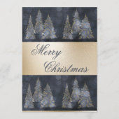 Gold Metallic Blue Elegant Pine Frohe Weihnachten (Vorderseite)