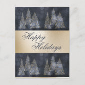 Gold Metallic Blue Elegant Pine Frohe Weihnachten (Vorderseite)
