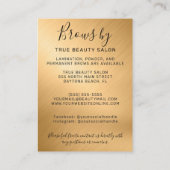 Gold Metallic Brows Aftercare Icon Visitenkarte (Rückseite)