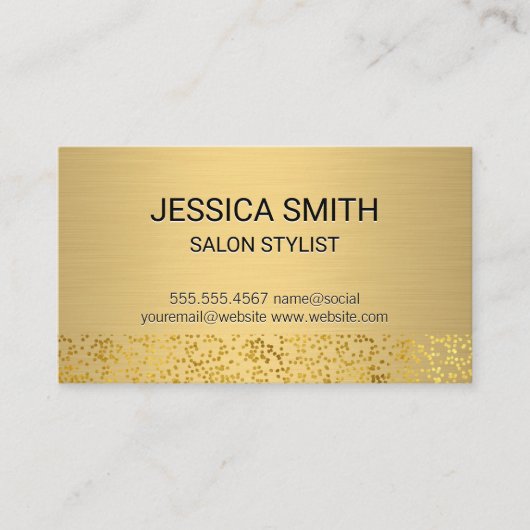 Gold-Metallic-Bürste | Muster für Goldene Fohlen Visitenkarte (Vorderseite)