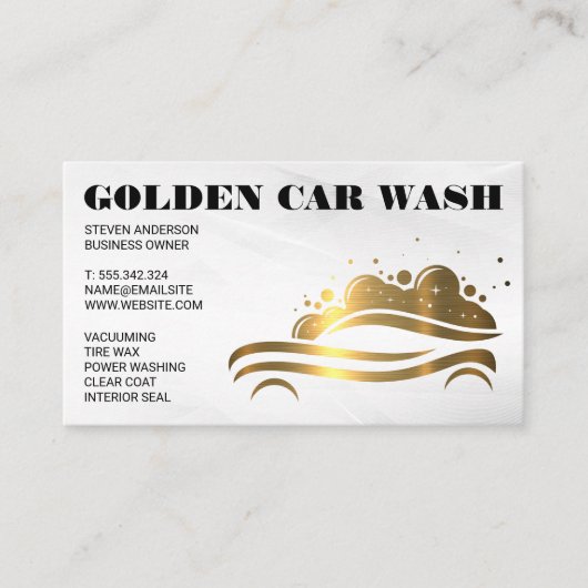 Gold Metallic Car Wash Logo Visitenkarte (Vorderseite)