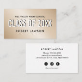 Gold Metallic Class Abschluss Name Social Icon Visitenkarte (Vorne/Hinten)