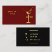 Gold Metallic Cocktail Logo Barkeeper Visitenkarte (Vorne/Hinten)