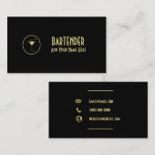 Gold Metallic Cocktail Martini Barkeeper Visitenkarte (Vorne/Hinten)