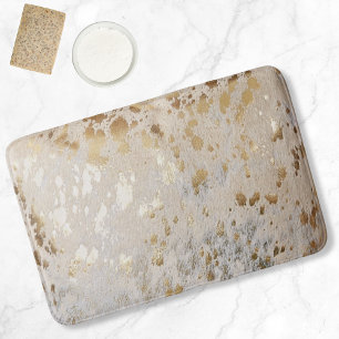 Gold Metallic Cowhide Print Luxus Badematte