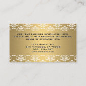 Gold Metallic | Damask Muster | Monogramm Discount Rabattkarte (Rückseite)
