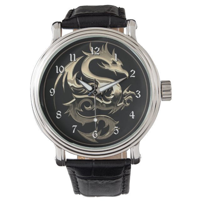 Gold Metallic Dragon Armbanduhr (Vorderseite)