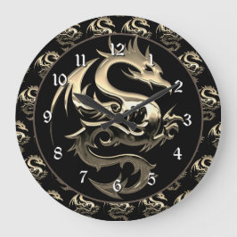 Gold Metallic Dragon Große Wanduhr