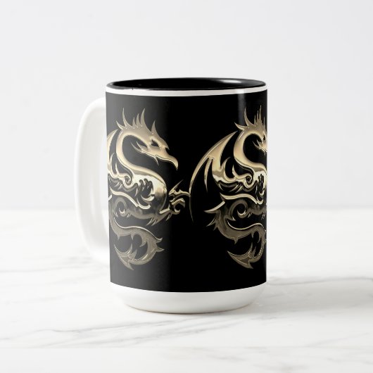 Gold Metallic Dragon Zweifarbige Tasse (Vorderseite Links)