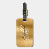 Gold-Metallic-Extravagant-Monogramm Gepäckanhänger (Vorderseite vertikal)