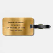 Gold-Metallic-Extravagant-Monogramm Gepäckanhänger (Rückseite horizontal)