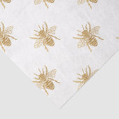 Gold Metallic Faux Foil Photo-Effect Bees on White Seidenpapier (Detail)