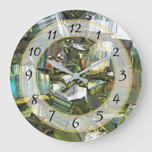 Gold Metallic Faux Stone Gem Clock Große Wanduhr (Vorderseite)