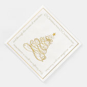 Gold Metallic Filigree "O Christmas Tree" Texte Serviette (Ecke)