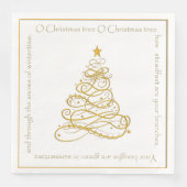 Gold Metallic Filigree "O Christmas Tree" Texte Serviette (Vorderseite)