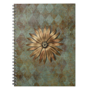 Gold Metallic Flower on Green Notizblock