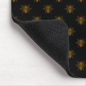 Gold Metallic Foil Bees on Black Mousepad (Ecke)