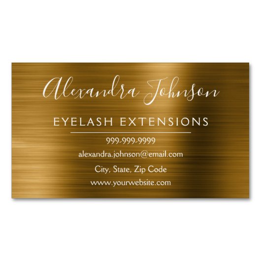 Gold Metallic Foil Eyelash Extensions Beauty Magnetische Visitenkarte (Vorderseite)