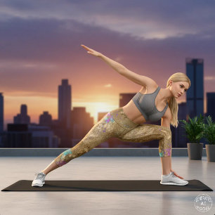 Gold Metallic Foil Glitzer Kunstmuseum Modernes Gl Capri Leggings