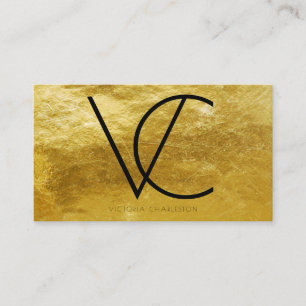 Gold Metallic Foil Modern Initials Visitenkarte