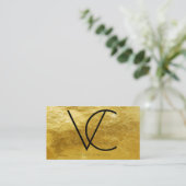 Gold Metallic Foil Moderne Initialen Visitenkarte (Stehend Vorderseite)