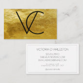 Gold Metallic Foil Moderne Initialen Visitenkarte (Vorne/Hinten)