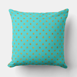 Gold Metallic Foil Polka Dots Aquamarin Aqua Moder Kissen
