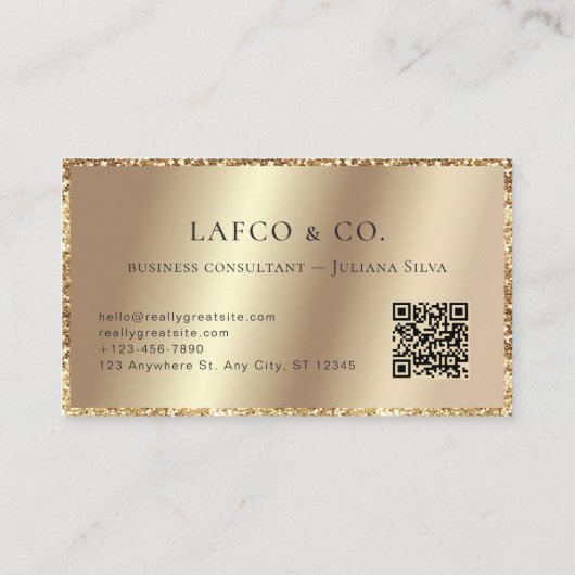Gold Metallic Foil QR Code Luxury Visitenkarte (Rückseite)