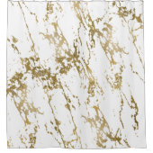 Gold-Metallic-Folie aus weißem Marmor Duschvorhang (Vorderseite)