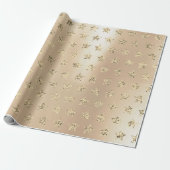 Gold Metallic Foxier Elfenbein Glitzer VIP Stars Geschenkpapier (Ungerollt)