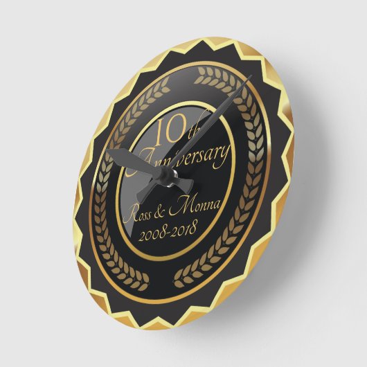 Gold-Metallic-Funkelnd-Jubiläumsdesign Runde Wanduhr (Winkel)