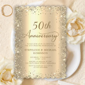 Gold Metallic Glitter 50th Wedding Anniversary Einladung