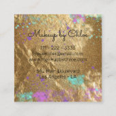 Gold Metallic Glitzer Paint Spritzer Makeup Artist Quadratische Visitenkarte (Rückseite)