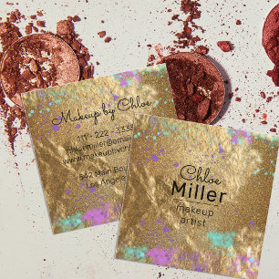 Gold Metallic Glitzer Paint Spritzer Makeup Artist Quadratische Visitenkarte