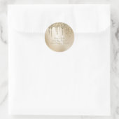 Gold Metallic Glitzer Tropfen Elegantes Monogramm Runder Aufkleber (Tasche)