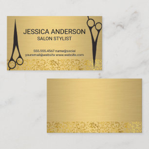 Gold Metallic Goldfolie Salon Scissors Visitenkarte