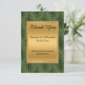 GOLD METALLIC GREEN BOTANICAL Danke Karte (Stehend Vorderseite)