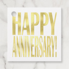 Gold Metallic Happy Jubiläum stilvoll chic Geschenkanhänger