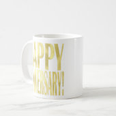 Gold Metallic Happy Jubiläum stilvoll chic Kaffeetasse (Vorderseite Links)